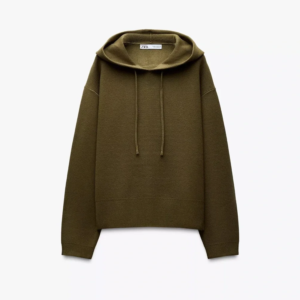 Zara Women's Dark Green Cowl Neck Sweater